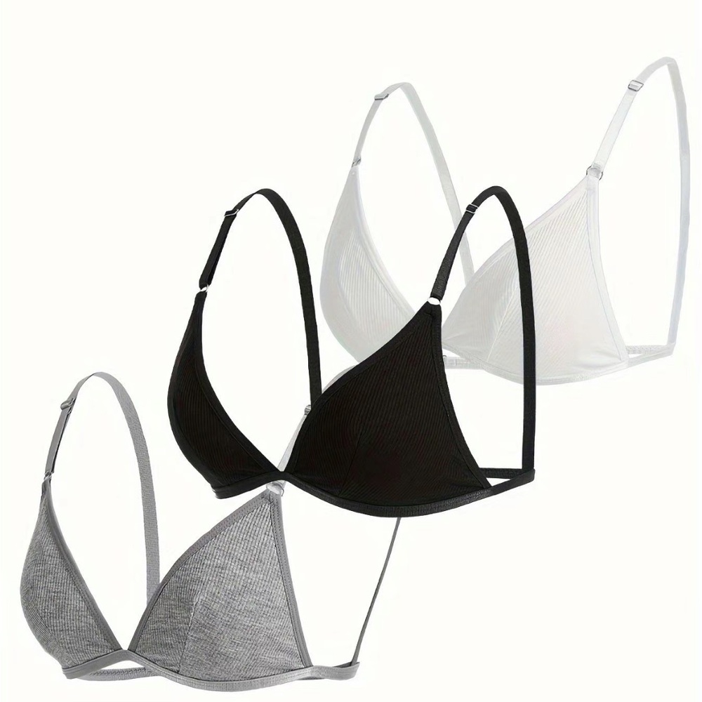 Women's Black, White, and Gray Bralette Set